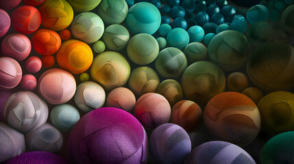 A mesmerizing photograph showcasing the intricate beauty of vibrant color balls arranged.