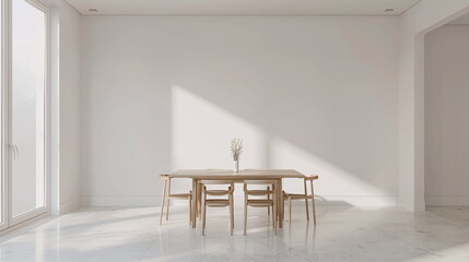 Modern bright dining room with empty walls