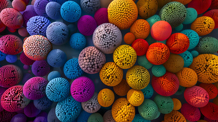 Fototapeta na wymiar A mesmerizing photograph showcasing the intricate beauty of vibrant color balls arranged in an abstract art formation.