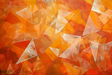 Abstract triangle background acrylic painting in orange, Generative AI
