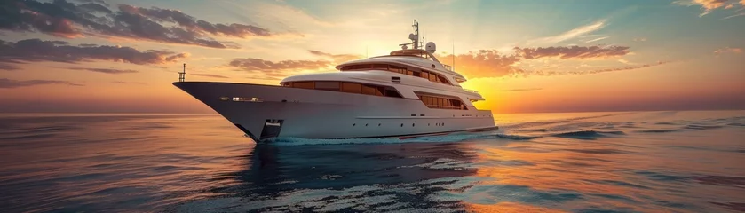Cercles muraux Europe méditerranéenne Sailing Across the Sea. Yacht Cruising on Mediterranean Waters. Luxury Boat Offers an Exquisite Travel Experience