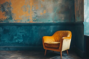 Old armchair against a vintage wall