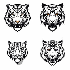 Tiger (Tiger Face Icon). simple minimalist isolated in white background vector illustration