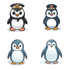 Fototapeta premium Penguin (Penguin Sailor). simple minimalist isolated in white background vector illustration
