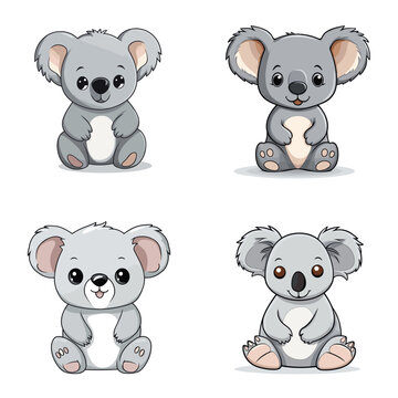 Koala (Koala Bear Cartoon). simple minimalist isolated in white background vector illustration