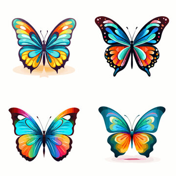 Butterfly (Colorful Butterfly). simple minimalist isolated in white background vector illustration