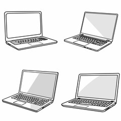 Laptop (Portable Computer). simple minimalist isolated in white background vector illustration
