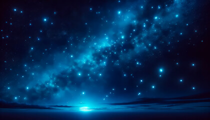 Celestial phenomena of glowing night sky, astral beauty over tranquil sea. Cosmic wonder concept....