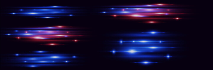 Red and blue light effects. Speeds of lines and light paths.