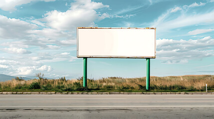 mockup of a blank white billboard with a tall pole