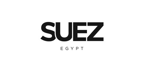 Fototapeta premium Suez in the Egypt emblem. The design features a geometric style, vector illustration with bold typography in a modern font. The graphic slogan lettering.