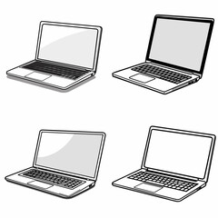 Laptop (Portable Computer). simple minimalist isolated in white background vector illustration