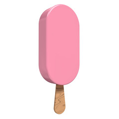 Strawberry ice cream bar. Ice cream dessert with a popsicle stick. Strawberry ice cream. 3D rendering