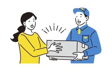 お客様に荷物を届ける配達員