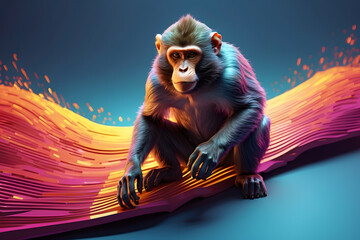 a monkey with an abstract background theme