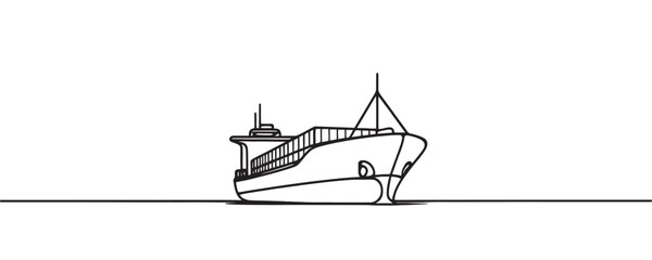 Continuous one line drawing of a ship. sailing concept. vector illustration