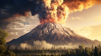 A powerful volcanic eruption - obrazy, fototapety, plakaty