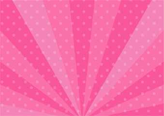 かわいいポップなドットの集中線　ピンク　赤　横　横長