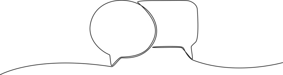 continuous single line drawing of speech bubbles, line art vector illustration