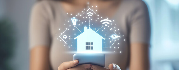 house automation technology in the hands, AI generated