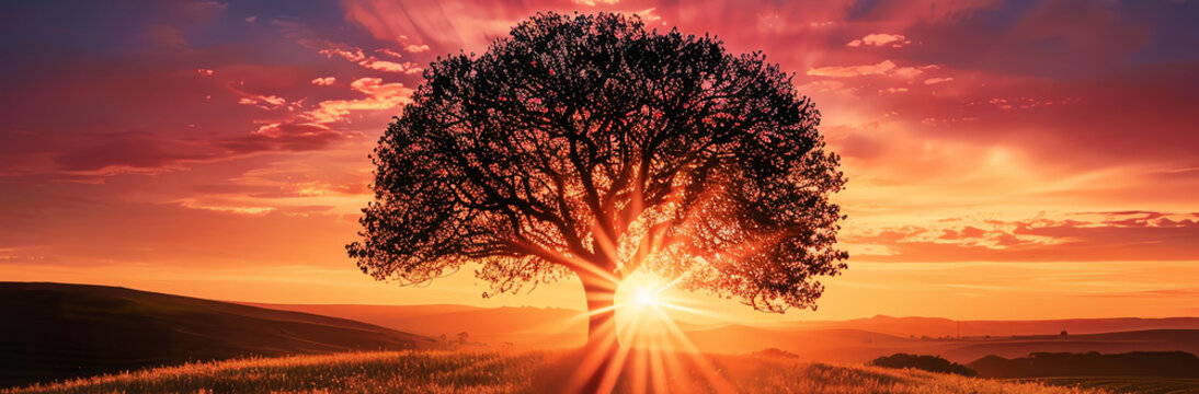 sunset tree, AI generated