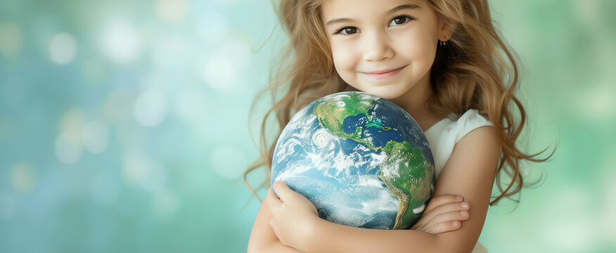 child with world map in the arms, AI generated - Powered by Adobe