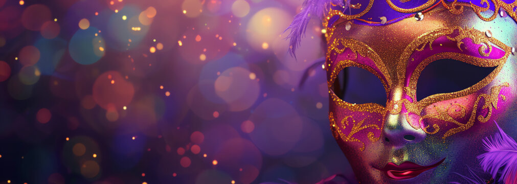 purple mask for carnival, AI generated