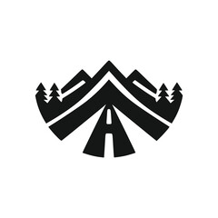 mountain road logo vector illustration template design