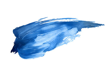 Blue paint brush strokes in watercolor isolated on a white background. High-resolution