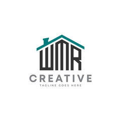Illustration graphic Line art letter WMR vector of house building logo design