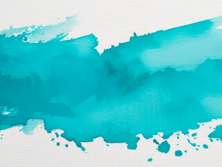 Turquoise watercolor brush stroke on white canvas texture. Creativity and design concept. Generative AI