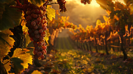 lush grape vineyard during the vibrant autumn season.