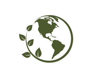 earth day illustration. eco globe icon. western hemisphere of the planet earth. isolated vector image