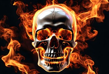 cute skull with flame