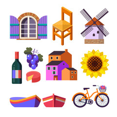 set of france countryside color vector icons - 745162790