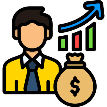 businessman with money bag and growth chart clip art preview