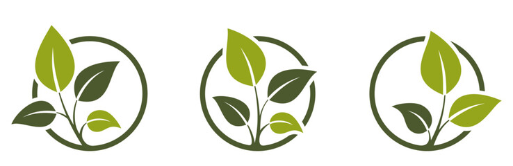 eco friendly icons. sprouts in a circle. organic, natural and bio symbols. isolated vector images