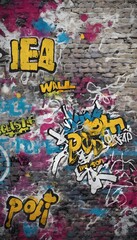 graffiti wall abstract background, Generative Ai not real photo, idea for artistic pop art background backdrop
