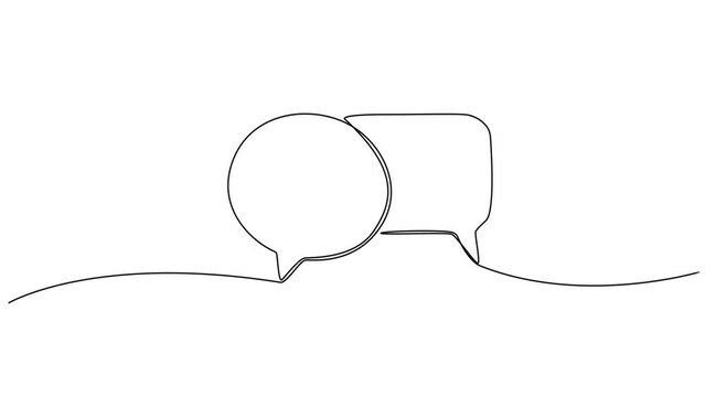 animated continuous single line drawing of speech bubbles, line art animation