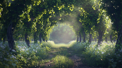 grape vine tunnel with a soft focus effect. 