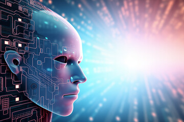 Obraz premium AI Robot and Futuristic Background image