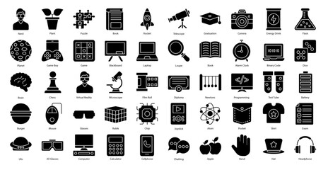 Nerd Glyph Icons Geek Brain Iconset 50 Vector Icons