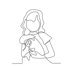 One continuous line drawing of someone is playing with their pet by hugging and carrying it as vector illustration. Playing with pets activity illustration in simple linear style vector concept.