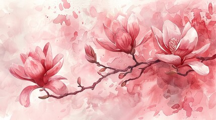 Oil art of pink Magnolia flower with an empty space for text or product for background portrait or mug printing, Generative AI.