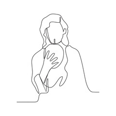 One continuous line drawing of a woman is drinking coconuts during the day while on holiday at the beach vector illustration. Drinking coconuts activity illustration in simple linear style vector.