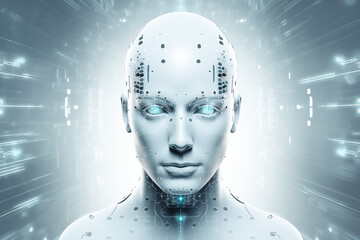 AI Robot and Futuristic Background image