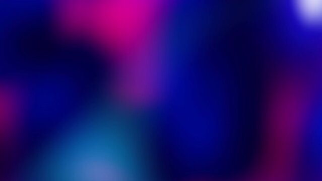 Looped abstract clowing background with multicolored blurred gradients moving on dark