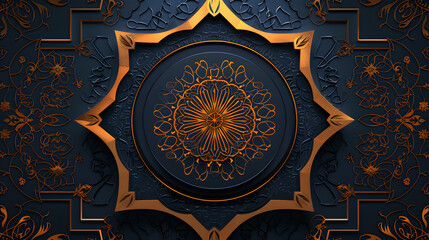 Naklejka premium Beautiful bright background on the theme of the Muslim, Arabic holiday of Ramadan with its attributes. AI Generated