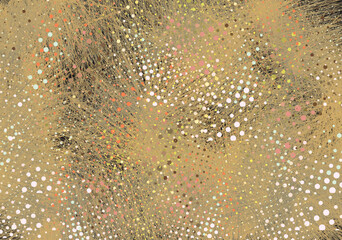 Textured camouflage background with golden pine branches and dots. Forest motifs for business concepts, textiles or fabrics, prints, covers, holidays or events, interior solutions, scrapbooking, tiles