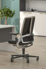 3D render Office chair in office interior . modern office work